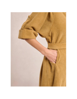 Robe boutonnée velours côtelé marron femme - Molly Bracken