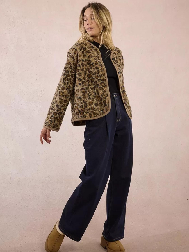 Veste léopard boutonnée marron femme - Molly Bracken