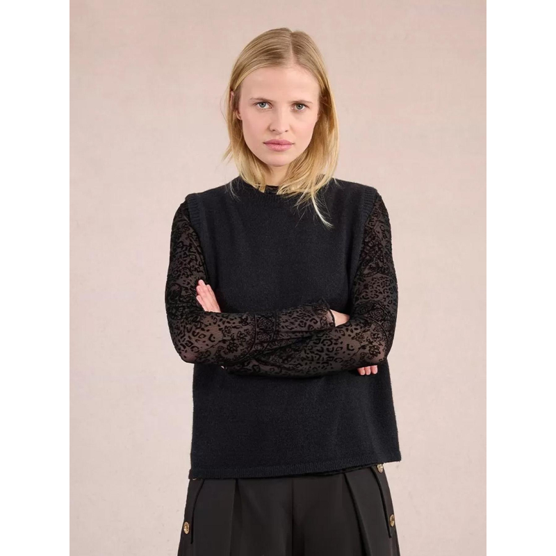 Pull sans manche dos ouvert noir femme - Molly Bracken