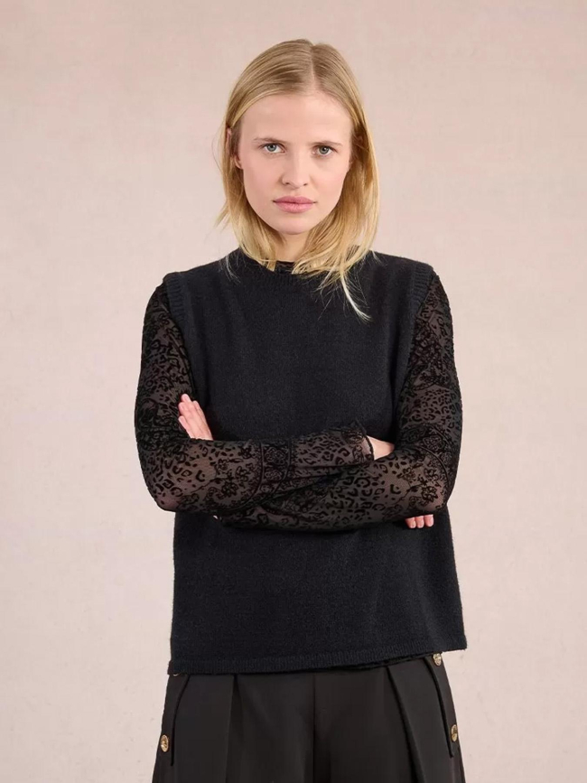 Pull sans manche dos ouvert noir femme - Molly Bracken