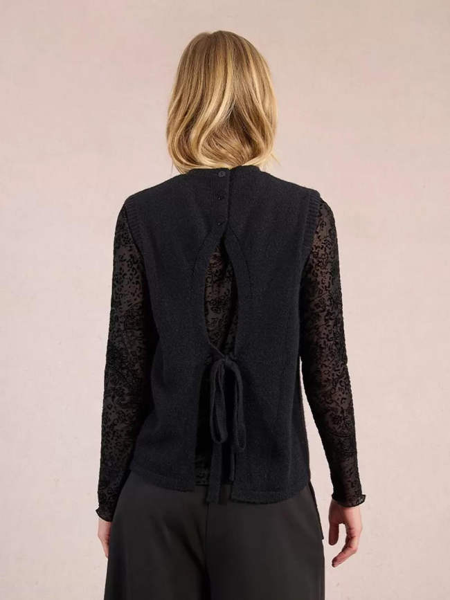 Pull sans manche dos ouvert noir femme - Molly Bracken