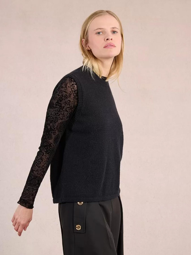 Pull sans manche dos ouvert noir femme - Molly Bracken