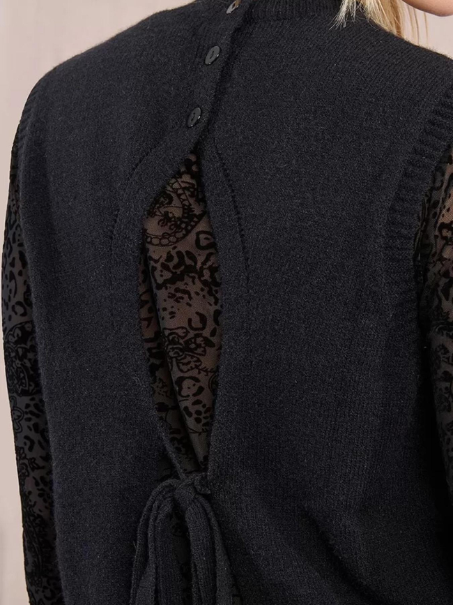 Pull sans manche dos ouvert noir femme - Molly Bracken