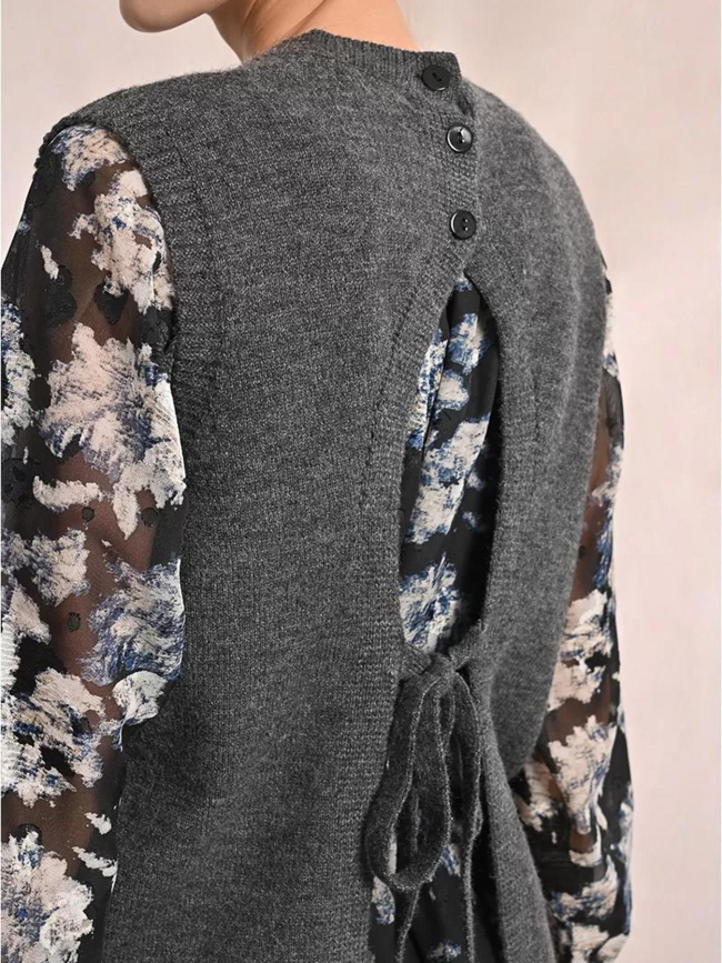 Pull sans manche dos ouvert gris femme - Molly Bracken