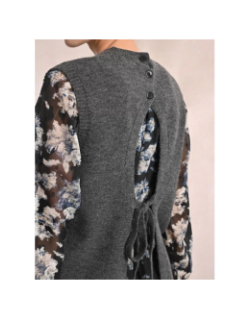Pull sans manche dos ouvert gris femme - Molly Bracken
