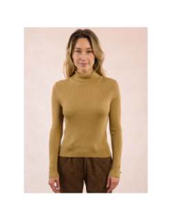 Pull fin col roulé côtelé golden marron femme - Molly Bracken