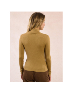 Pull fin col roulé côtelé golden marron femme - Molly Bracken