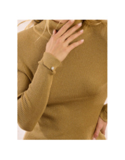 Pull fin col roulé côtelé golden marron femme - Molly Bracken