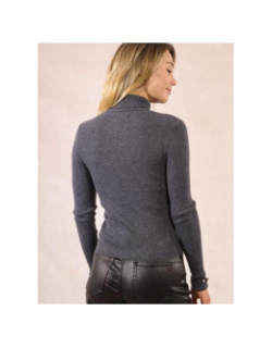 Pull fin col roulé côtelé dark gris femme - Molly Bracken