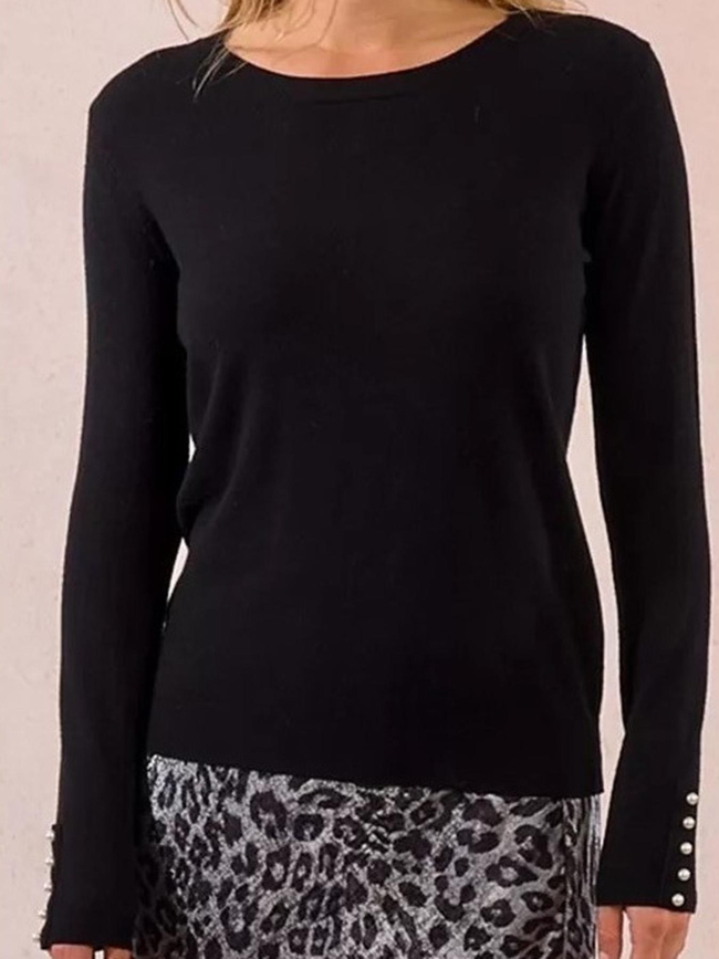 Pull uni perle nacré noir femme - Molly Bracken