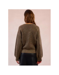 Pull à sequins brillant col v kaki femme - Molly Bracken
