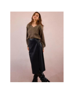 Pull à sequins brillant col v kaki femme - Molly Bracken