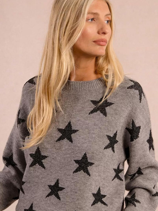 Pull étoiles pailletées gris femme - Molly Bracken
