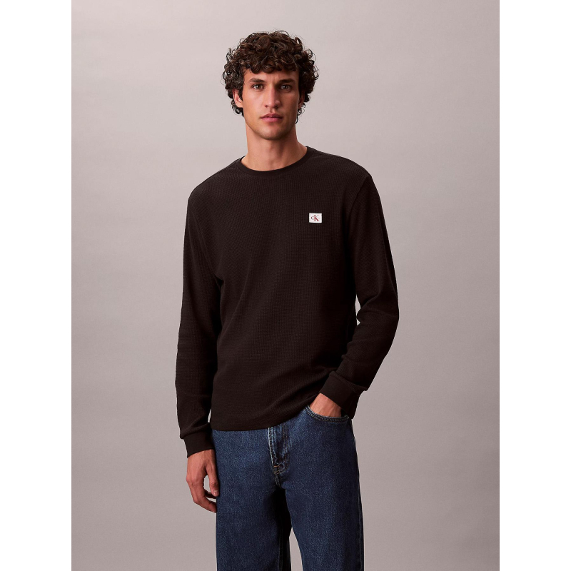 Pull uni nid d'abeille noir homme - Calvin Klein Jeans