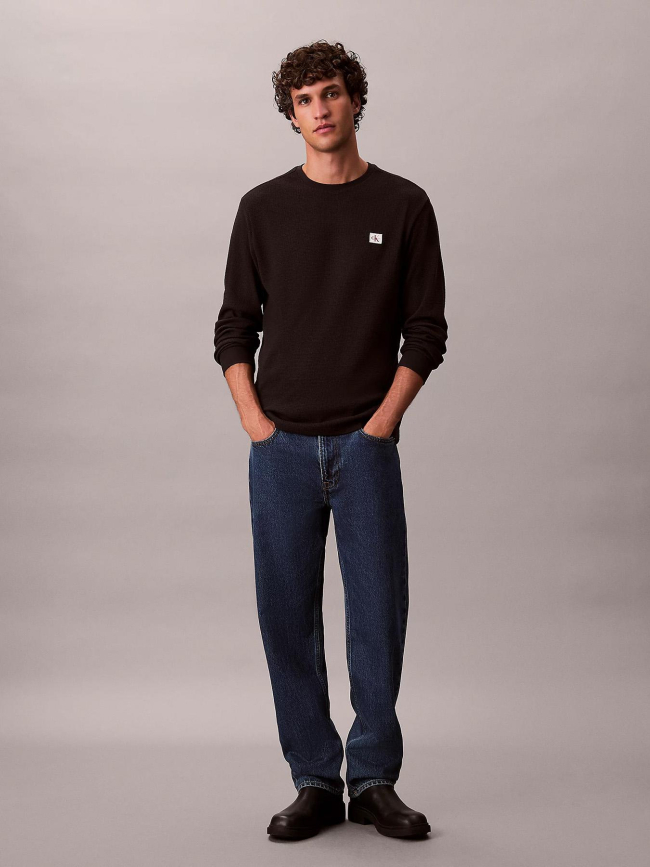 Pull uni nid d'abeille noir homme - Calvin Klein Jeans