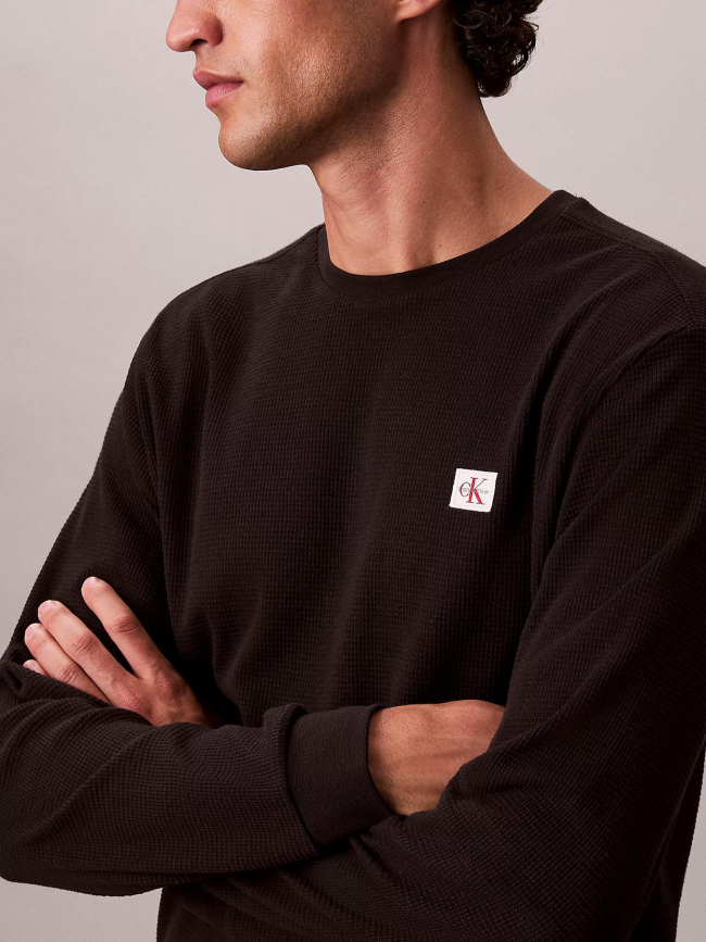 Pull uni nid d'abeille noir homme - Calvin Klein Jeans