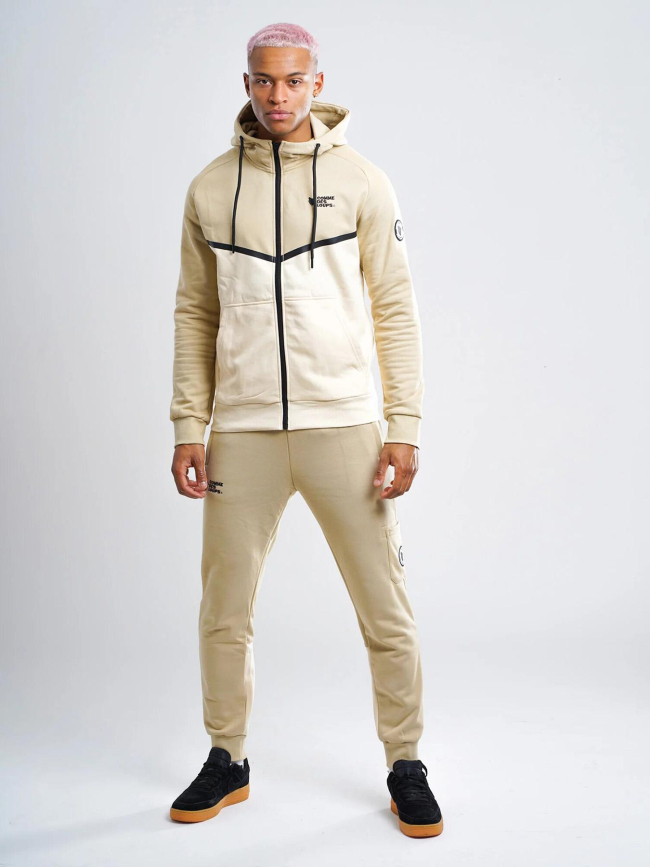 Ensemble survêtement keyzer beige blanc homme - Comme Des Loups