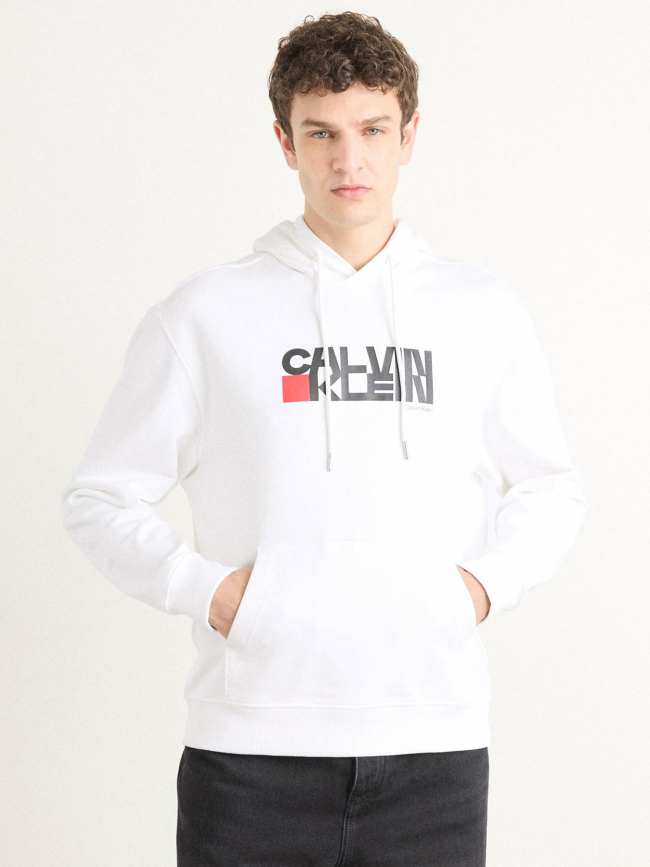 Sweat à capuche redbox blanc homme - Calvin Klein Jeans