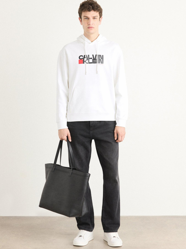 Sweat à capuche redbox blanc homme - Calvin Klein Jeans