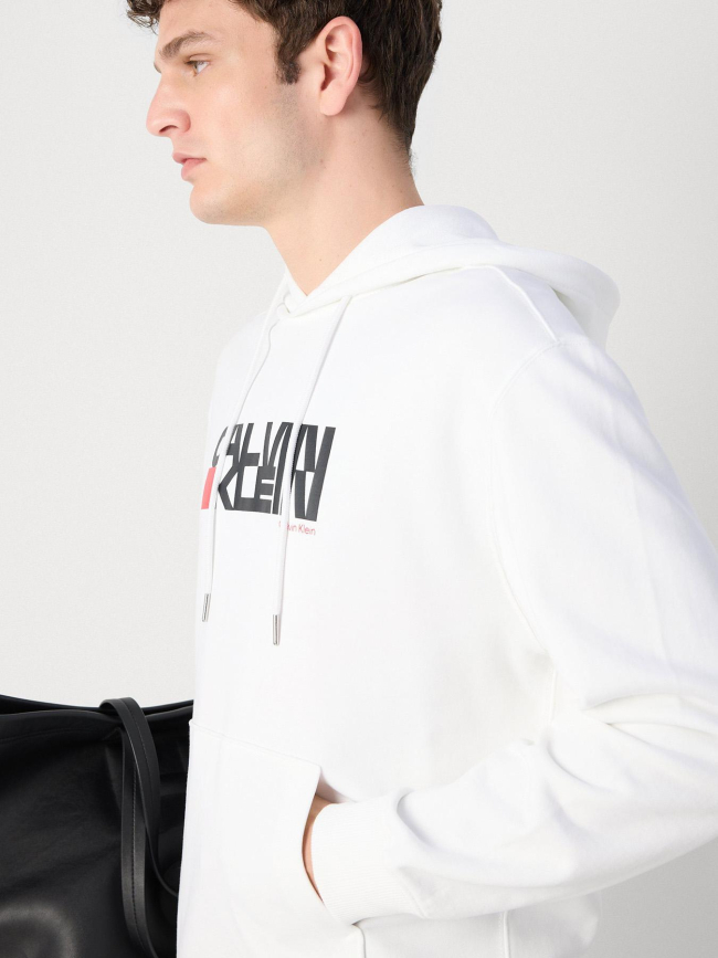 Sweat à capuche redbox blanc homme - Calvin Klein Jeans