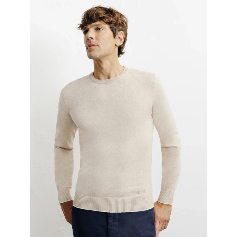 Pull col rond brad beige homme - Izac