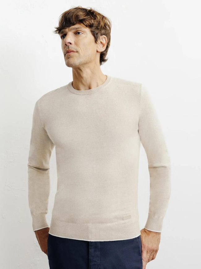 Pull col rond brad beige homme - Izac
