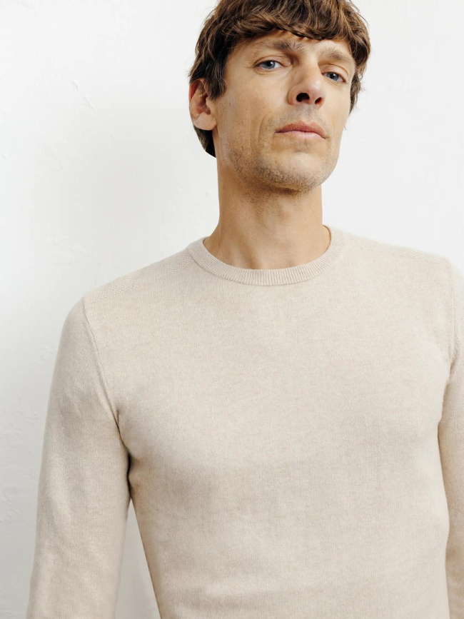 Pull col rond brad beige homme - Izac