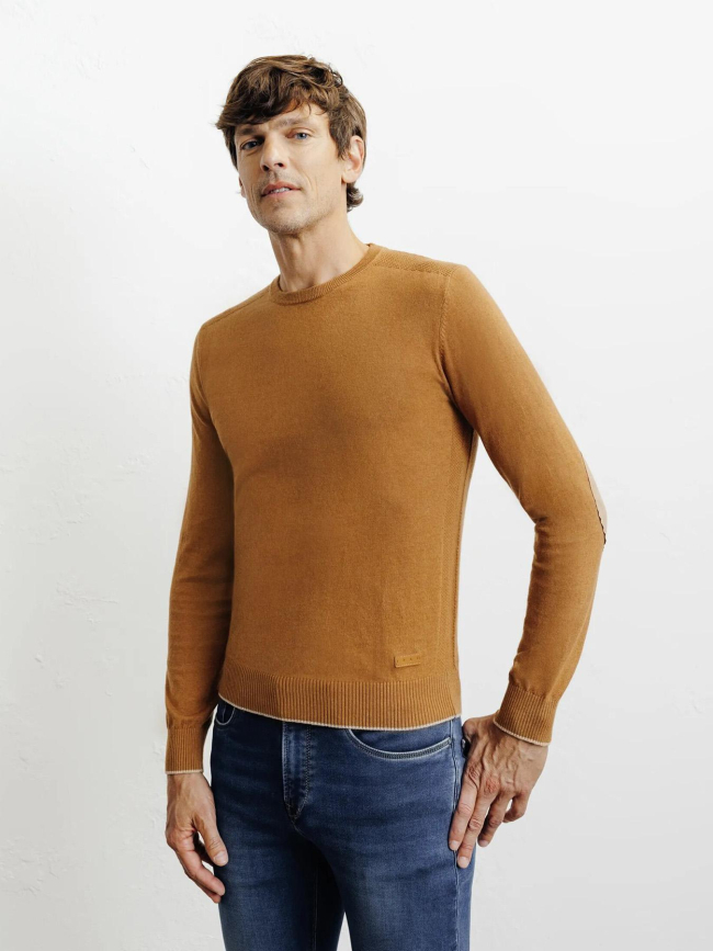 Pull col rond brad camel marron homme - Izac