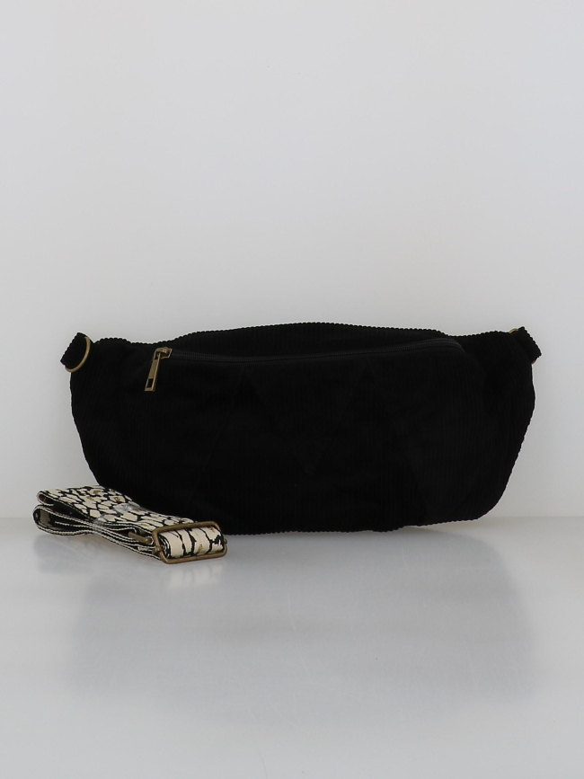 Sac banane velours côtelé nenny noir femme - Pieces