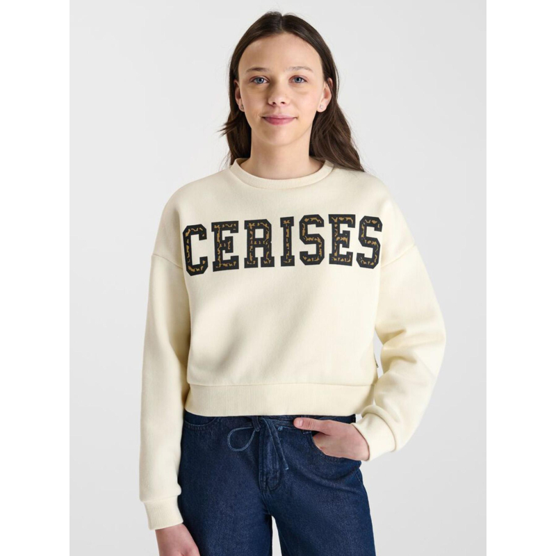 Sweat dianegi cannoli écru blanc fille - Le Temps Des Cerises