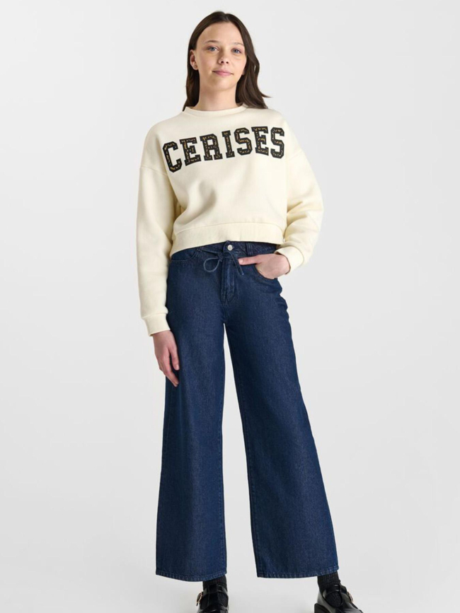 Sweat dianegi cannoli écru blanc fille - Le Temps Des Cerises