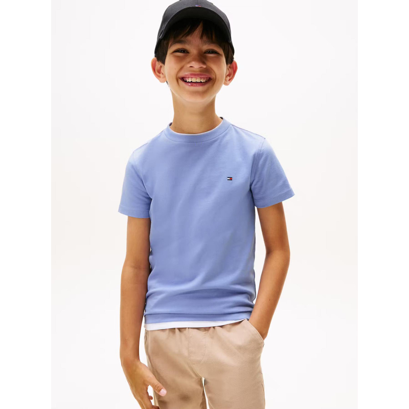 T-shirt uni mini logo regular bleu enfant - Tommy Hilfiger