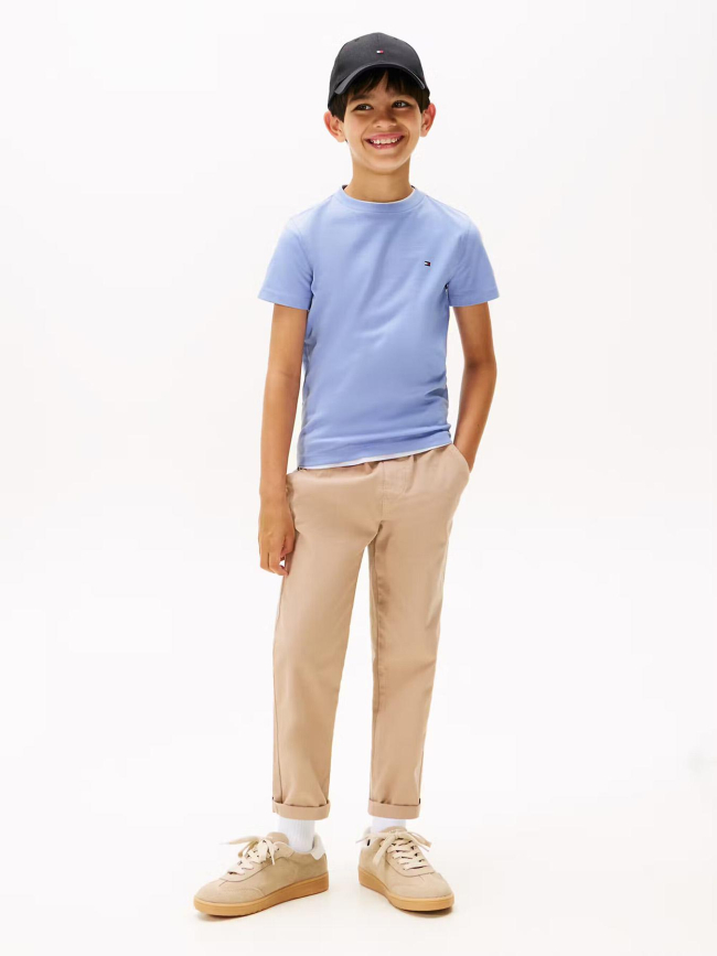 T-shirt uni mini logo regular bleu enfant - Tommy Hilfiger