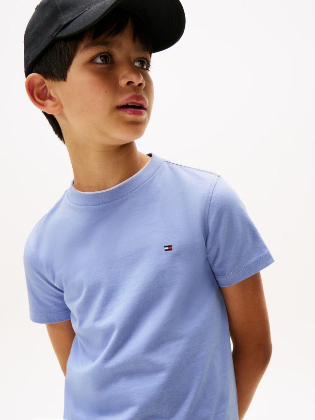 T-shirt uni mini logo regular bleu enfant - Tommy Hilfiger