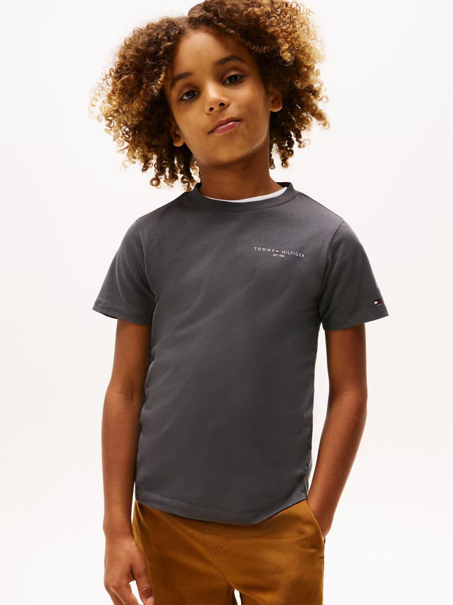 T-shirt mini corporate gris garçon - Tommy Hilfiger