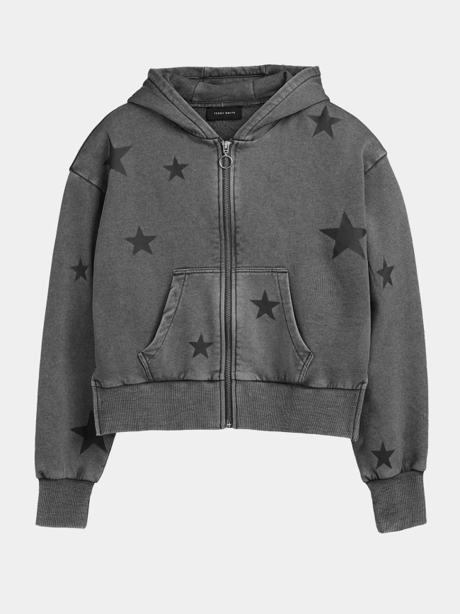 Sweat zippé à capuche wahou gris fille - Teddy Smith