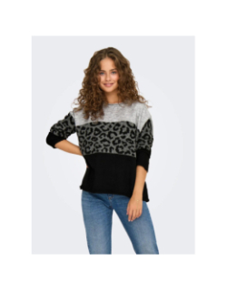 Pull colorblock léopard jade gris noir femme - Only