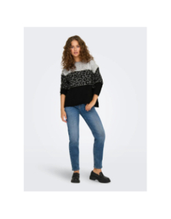 Pull colorblock léopard jade gris noir femme - Only