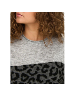 Pull colorblock léopard jade gris noir femme - Only