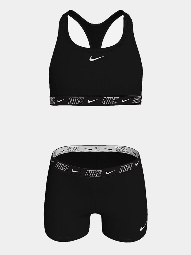 Maillot de bain 2 pièces logo tape noir fille - Nike