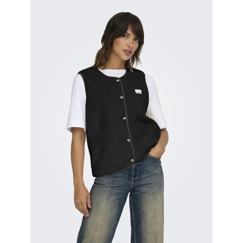 Veste sans manche teddy vintage baby noir femme - Only