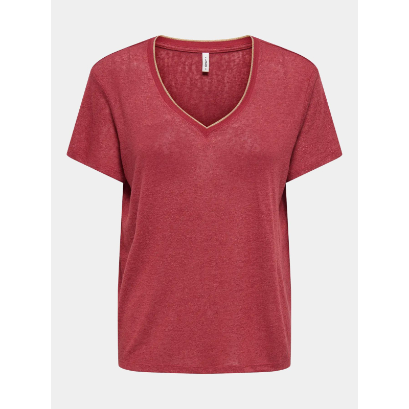 T-shirt col v beatrice rouge femme - Only