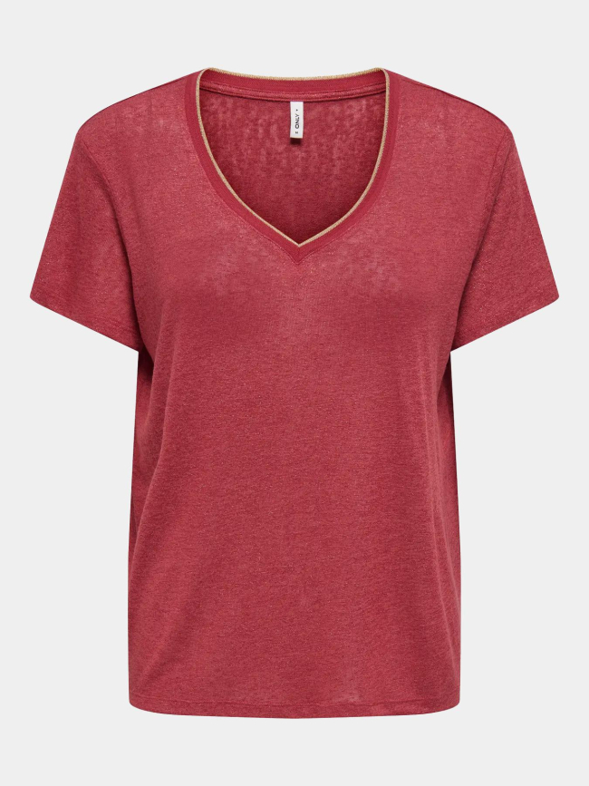 T-shirt col v beatrice rouge femme - Only