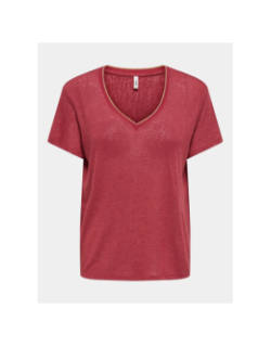 T-shirt col v beatrice rouge femme - Only