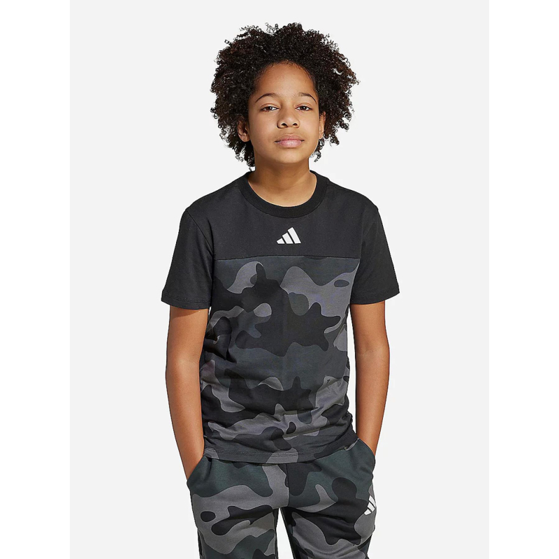 T-shirt camo logo noir gris enfant - Adidas