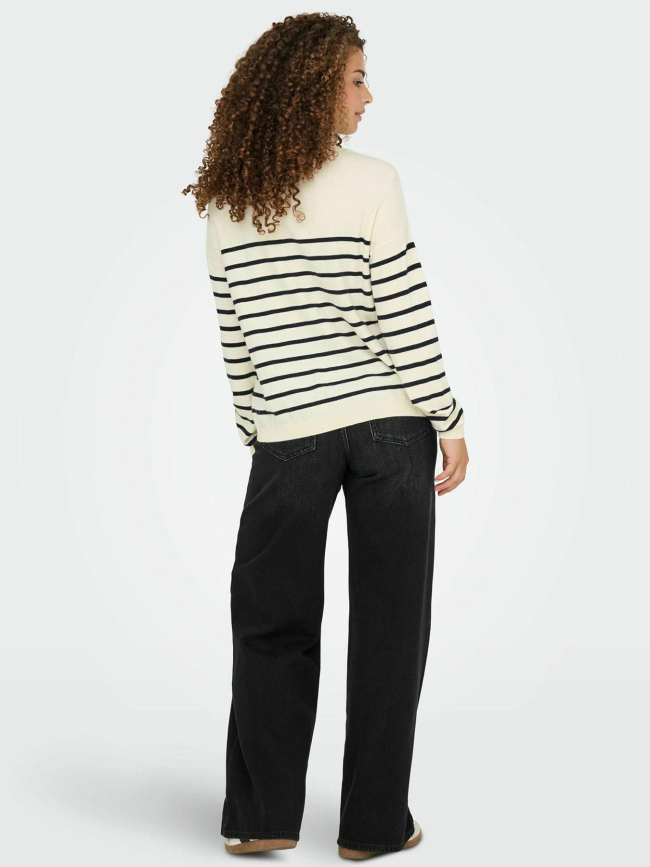 Pull rayé cœur tiba blanc femme - Only