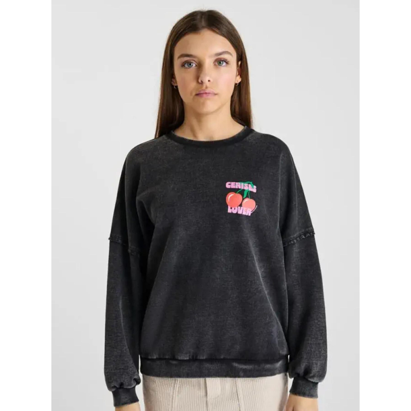 Sweat julesgi délavé noir fille - Le Temps Des Cerises
