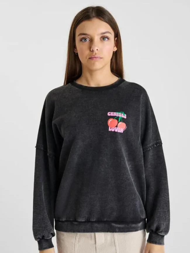 Sweat julesgi délavé noir fille - Le Temps Des Cerises