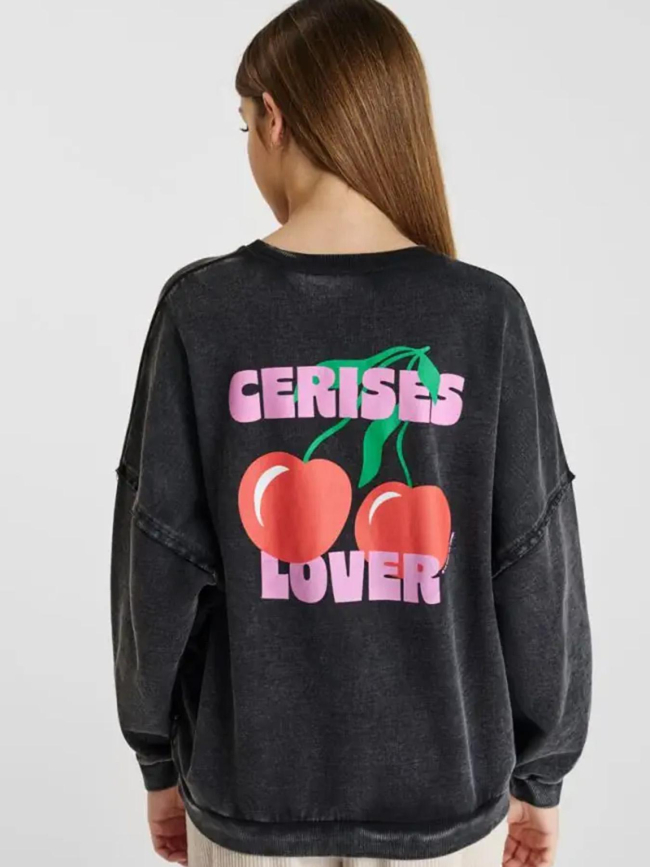 Sweat julesgi délavé noir fille - Le Temps Des Cerises