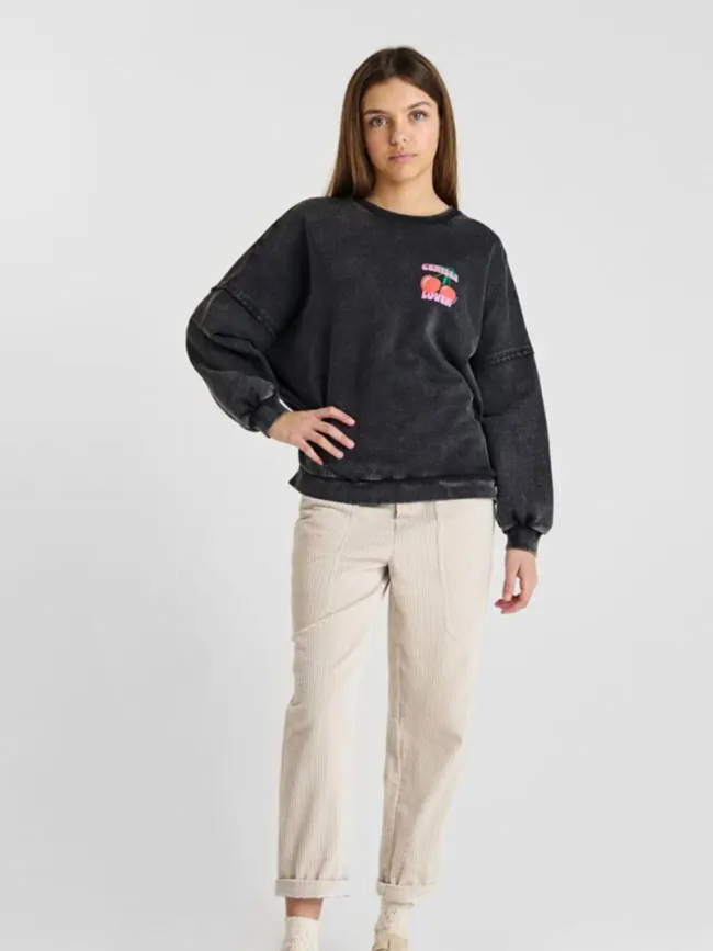 Sweat julesgi délavé noir fille - Le Temps Des Cerises
